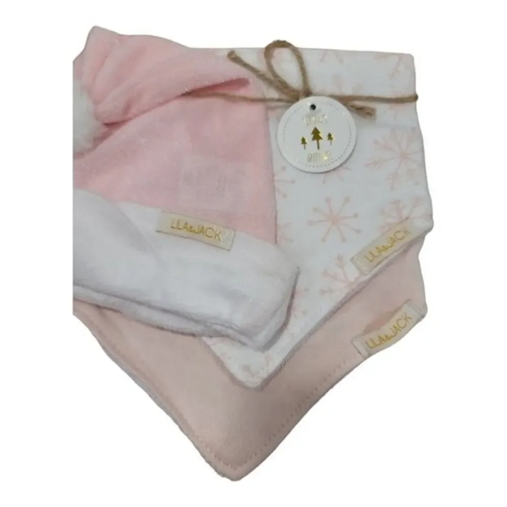 Lila & Jack Set Of 2- 3 pack Pink Holiday Bib &Hat Set